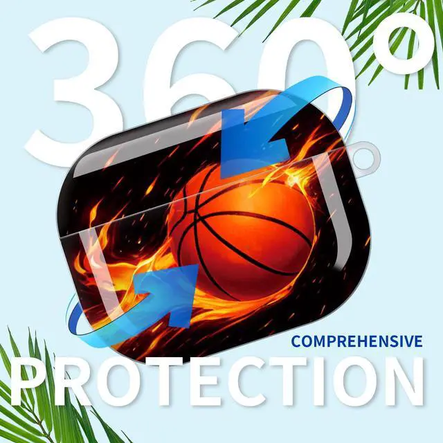 Alt view image 4 of 6 - Compatible with AirPod Pro 3rd Gen(2025) Case,Protective Case for AirPod Pro 3rd Gen, Shockproof with Carabiner, Wireless Charging Compatible for Women Men(Basketball)