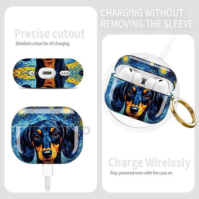 Alt view image 5 of 6 - Compatible with AirPod Pro 3rd Gen(2025) Case,Protective Case for AirPod Pro 3rd Gen, Shockproof with Carabiner, Wireless Charging Compatible for Women Men(Starry Night Dog)
