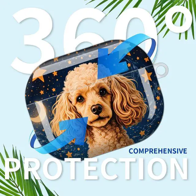 Alt view image 4 of 6 - Compatible with AirPod Pro 3rd Gen(2025) Case,Protective Case for AirPod Pro 3rd Gen, Shockproof with Carabiner, Wireless Charging Compatible for Women Men(Starry Night Poodle)