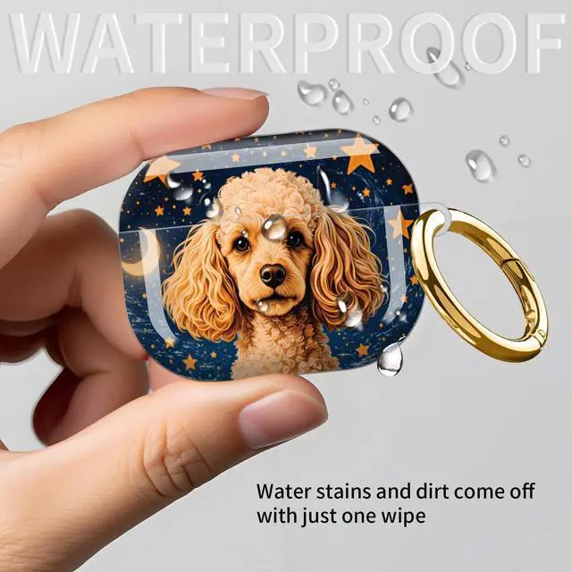 Alt view image 6 of 6 - Compatible with AirPod Pro 3rd Gen(2025) Case,Protective Case for AirPod Pro 3rd Gen, Shockproof with Carabiner, Wireless Charging Compatible for Women Men(Starry Night Poodle)