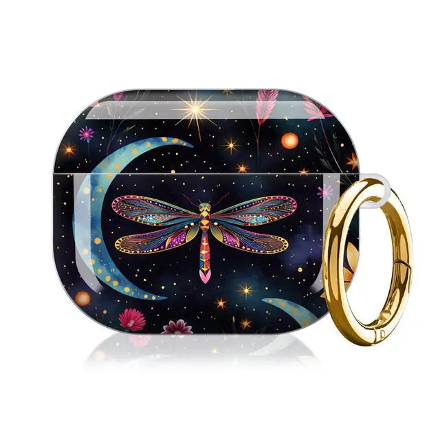Alt view image 2 of 7 - Compatible with AirPod Pro 3rd Gen(2025) Case,Protective Case for AirPod Pro 3rd Gen, Shockproof with Carabiner, Wireless Charging Compatible for Women Men(Dragonfly and Floral)