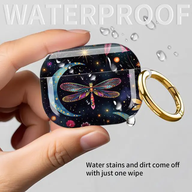 Alt view image 7 of 7 - Compatible with AirPod Pro 3rd Gen(2025) Case,Protective Case for AirPod Pro 3rd Gen, Shockproof with Carabiner, Wireless Charging Compatible for Women Men(Dragonfly and Floral)
