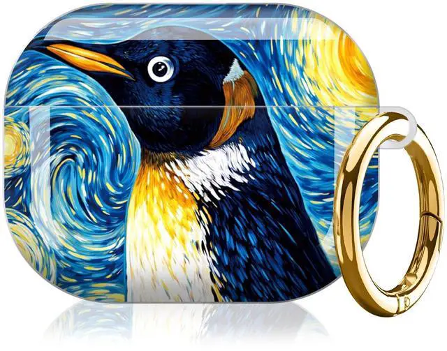 Main image of Compatible with AirPod Pro 3rd Gen(2025) Case,Protective Case for AirPod Pro 3rd Gen, Shockproof with Carabiner, Wireless Charging Compatible for Women Men(Penguin Starry Night)