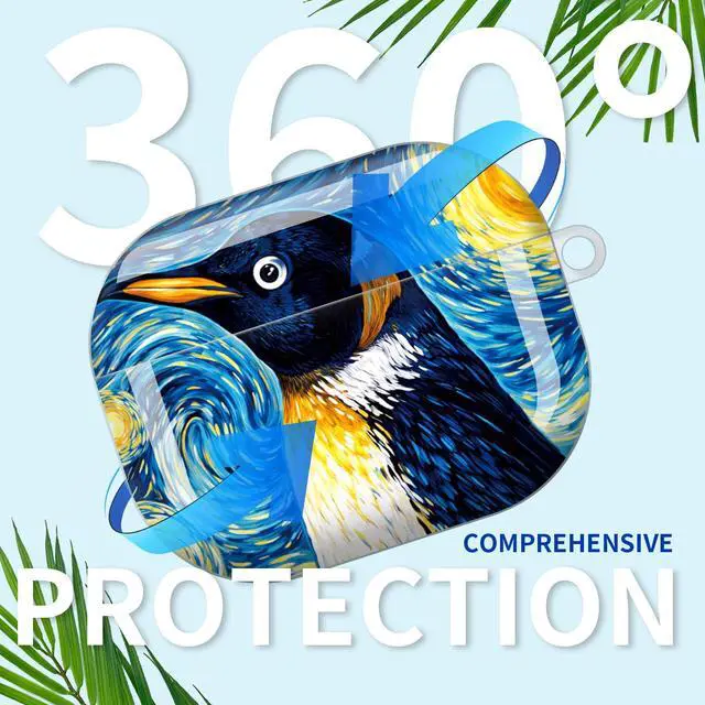 Alt view image 4 of 6 - Compatible with AirPod Pro 3rd Gen(2025) Case,Protective Case for AirPod Pro 3rd Gen, Shockproof with Carabiner, Wireless Charging Compatible for Women Men(Penguin Starry Night)