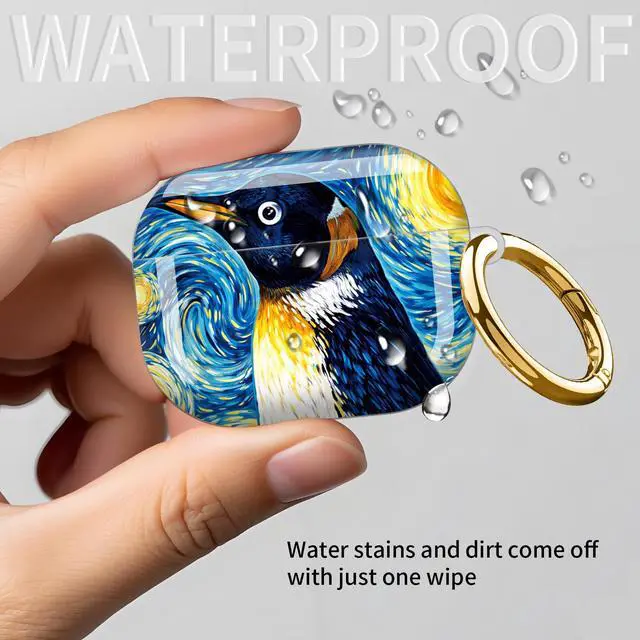 Alt view image 6 of 6 - Compatible with AirPod Pro 3rd Gen(2025) Case,Protective Case for AirPod Pro 3rd Gen, Shockproof with Carabiner, Wireless Charging Compatible for Women Men(Penguin Starry Night)