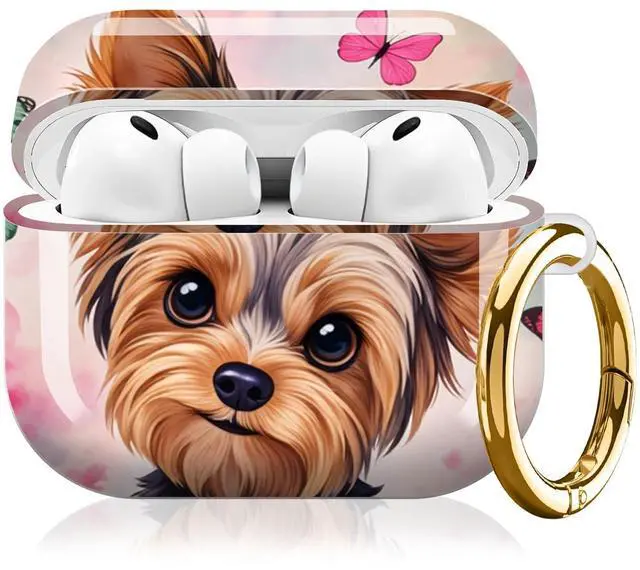Main image of Compatible with AirPod Pro 3rd Gen(2025) Case,Protective Case for AirPod Pro 3rd Gen, Shockproof with Carabiner, Wireless Charging Compatible for Women Men(Floral Dog)