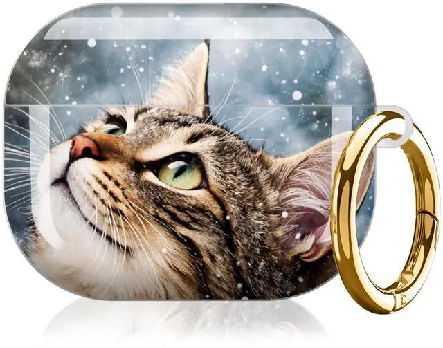 Main image of Compatible with AirPod Pro 3rd Gen(2025) Case,Protective Case for AirPod Pro 3rd Gen, Shockproof with Carabiner, Wireless Charging Compatible for Women Men(Snowy Cat)