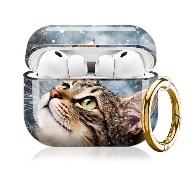 Alt view image 3 of 7 - Compatible with AirPod Pro 3rd Gen(2025) Case,Protective Case for AirPod Pro 3rd Gen, Shockproof with Carabiner, Wireless Charging Compatible for Women Men(Snowy Cat)