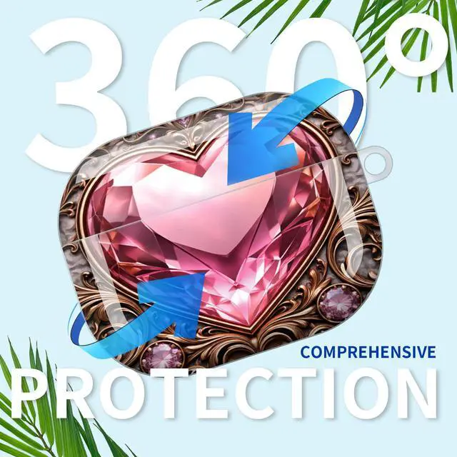 Alt view image 4 of 6 - Compatible with AirPod Pro 3rd Gen(2025) Case,Protective Case for AirPod Pro 3rd Gen, Shockproof with Carabiner, Wireless Charging Compatible for Women Men(Heart Gem Ornate)