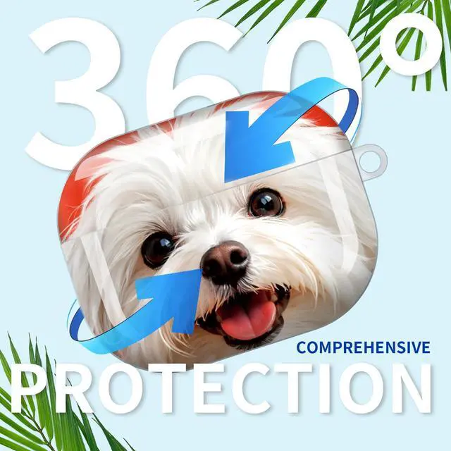 Alt view image 5 of 7 - Compatible with AirPod Pro 3rd Gen(2025) Case,Protective Case for AirPod Pro 3rd Gen, Shockproof with Carabiner, Wireless Charging Compatible for Women Men(White Dog)