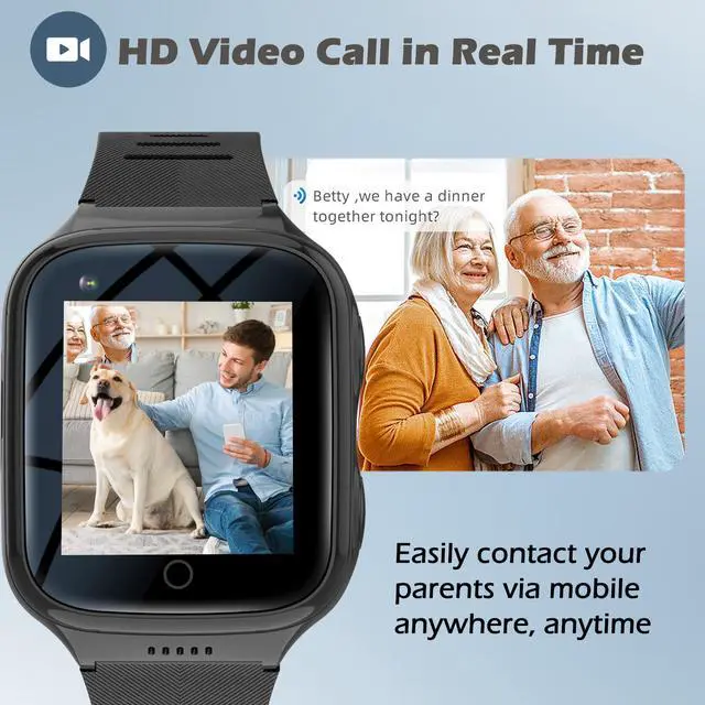 Alt view image 3 of 6 - Elderly 4G GPS Smart Watch Waterproof Senior Real-Time Tracking Phone Video Call SOS Emergency Alarm Voice Message Geo-Fence Touch Screen Pedometer Anti-Lost Tracker Father Mother's Day Global Version