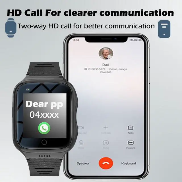 Alt view image 4 of 6 - Elderly 4G GPS Smart Watch Waterproof Senior Real-Time Tracking Phone Video Call SOS Emergency Alarm Voice Message Geo-Fence Touch Screen Pedometer Anti-Lost Tracker Father Mother's Day Global Version
