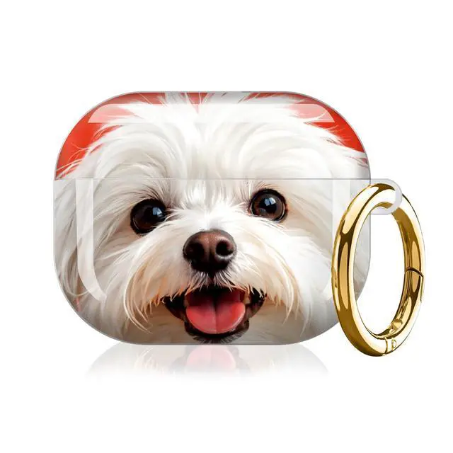 Alt view image 4 of 7 - Compatible with AirPod Pro 3rd Gen(2025) Case,Protective Case for AirPod Pro 3rd Gen, Shockproof with Carabiner, Wireless Charging Compatible for Women Men(White Dog)