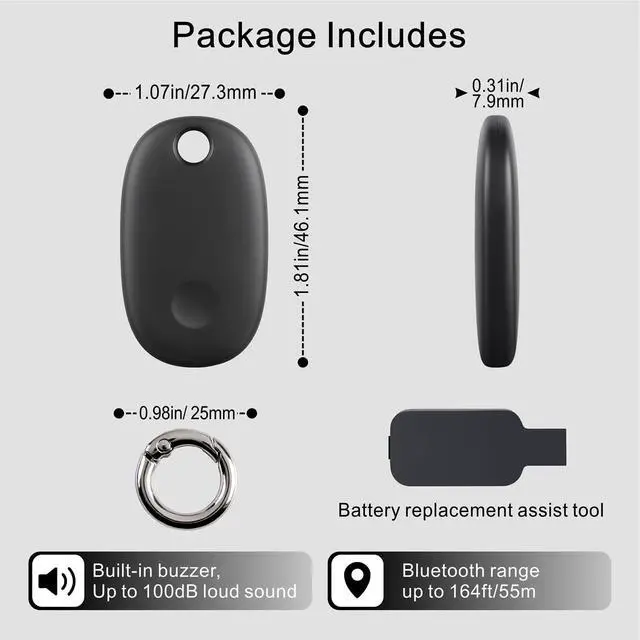 Alt view image 3 of 7 - GPS Tracker Tag, Bluetooth Tracker Works with Apple Find My (iOS Only), Key Finder Item Locator for Keys, Luggage, Backpack, IPX7 Waterproof