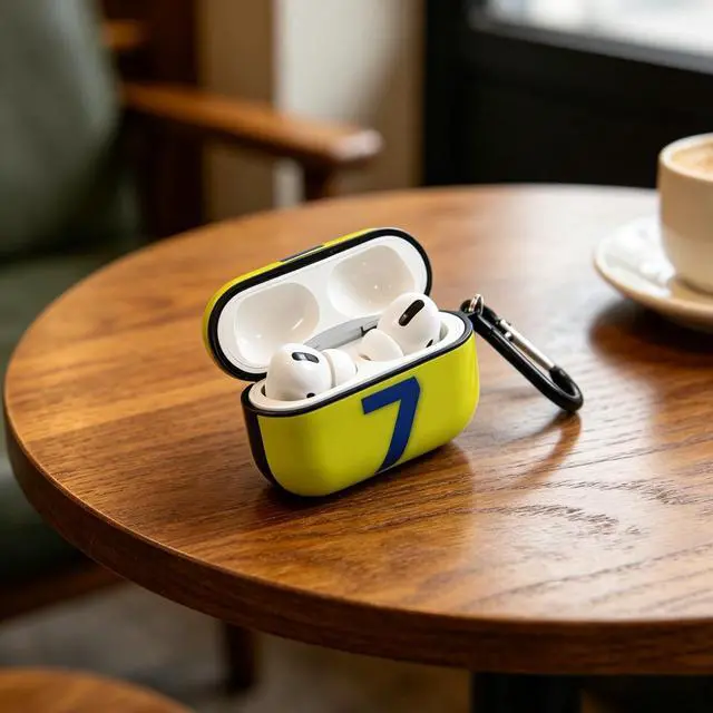 Alt view image 3 of 5 - No. 7 Jersey Bluetooth Headphone Protective Case Compatible with Apple AirPods Pro 2nd and 1st, Silicone Hard Shell with Carabiner (Black, AI-NASSR)