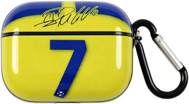 Main image of No. 7 Jersey Bluetooth Headphone Protective Case Compatible with Apple AirPods Pro 2nd and 1st, Silicone Hard Shell with Carabiner (Black, AI-NASSR)