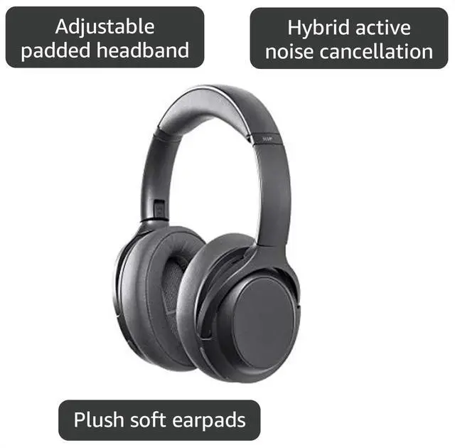 Alt view image 3 of 6 - BT-600ANC Over Ear Headphones - Bluetooth 5, Active Noise Cancelling (ANC) Qualcomm aptX HD Audio, AAC, Touch Controls, Ambient Mode, 40 Hour Playtime, Carrying Case, Multi-Pairing