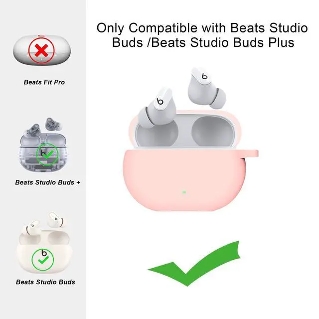 Alt view image 2 of 6 - for Beats Studio Buds Case/Studio Buds Plus Case Cover with Cute Bee Daisy Flower Charm Keychain,Soft Silicone Cover Protective Case for Beats Studio Buds+ Earbuds Charging Case Pink