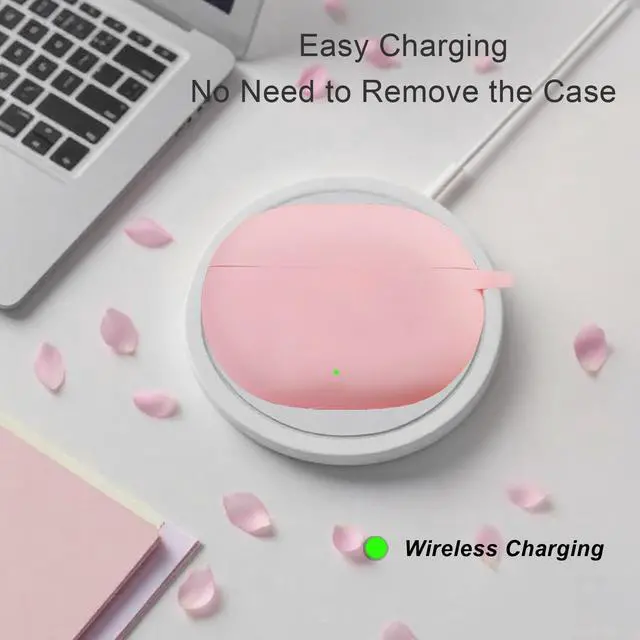 Alt view image 6 of 6 - for Beats Studio Buds Case/Studio Buds Plus Case Cover with Cute Bee Daisy Flower Charm Keychain,Soft Silicone Cover Protective Case for Beats Studio Buds+ Earbuds Charging Case Pink