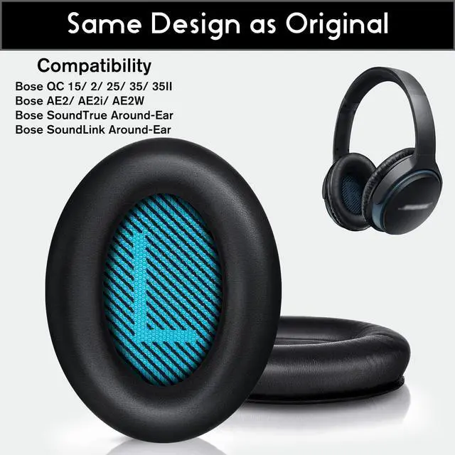 Alt view image 2 of 6 - Replacement Ear Pads for Bose Headphones QC25 | for QuietComfort 25 and Quiet comfort 2 Headphones