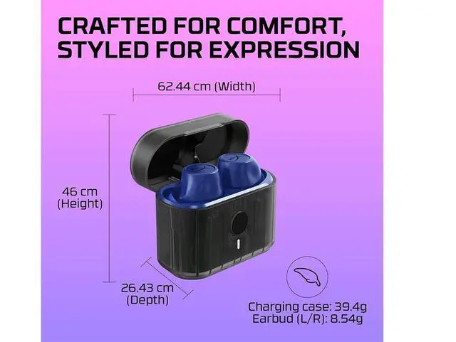 Alt view image 3 of 3 - Cirro Buds Pro True Wireless Earbuds, Active Noise Cancellation, ANC, Ambient Sound Mode, Low Latency, Bluetooth 5.2, IPX4, Fast Charge, PC, Nintendo Switch, Mobile - Blue