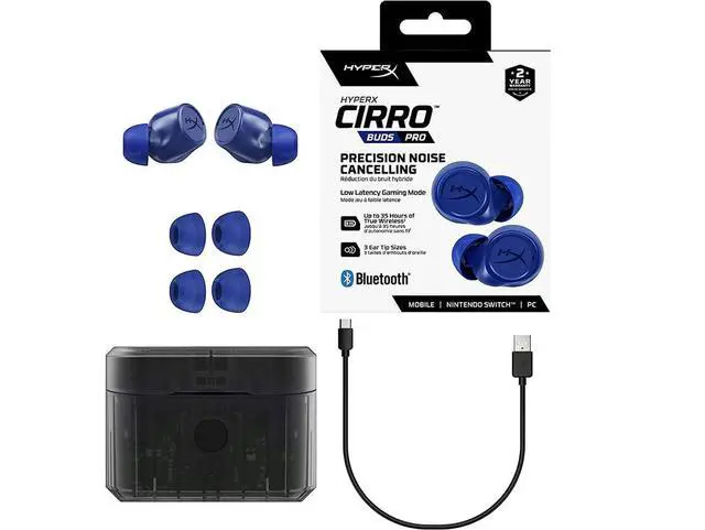 Alt view image 2 of 3 - Cirro Buds Pro True Wireless Earbuds, Active Noise Cancellation, ANC, Ambient Sound Mode, Low Latency, Bluetooth 5.2, IPX4, Fast Charge, PC, Nintendo Switch, Mobile - Blue