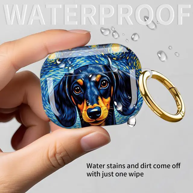 Alt view image 6 of 6 - Compatible with AirPod Pro 3rd Gen(2025) Case,Protective Case for AirPod Pro 3rd Gen, Shockproof with Carabiner, Wireless Charging Compatible for Women Men(Starry Night Dog)