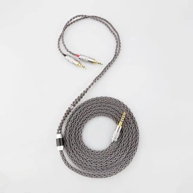Alt view image 3 of 6 - 4.4mm to Dual 3.5mm / 2.5mm Male Cable Compatible for Hifiman HE4XX HE400S, HE-400i Headphones 8 Core Braided Silver Plated Replacement Audio Upgrade Cable 2M (4.4mm to Dual 2.5mm Male)