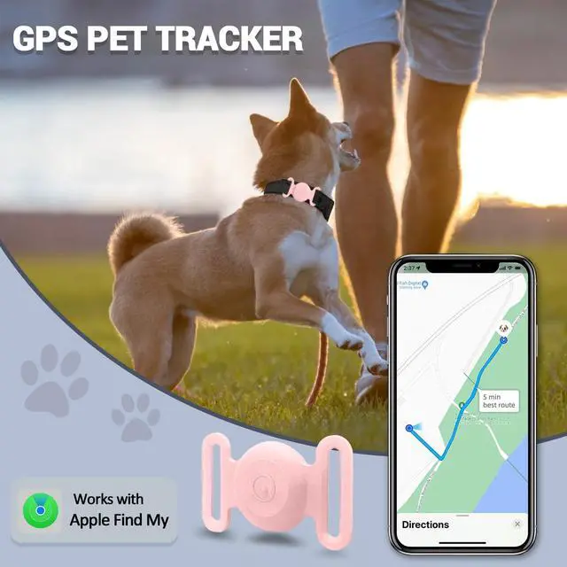 Alt view image 2 of 7 - GPS Tracker for Dogs, Mini GPS Cat Tracker, IPX8 Waterproof GPS Trackers for Cats with Holder, No Monthly Fee, Work with Apple Find My(iOS Only), Smart Trackers for Dogs-Pink