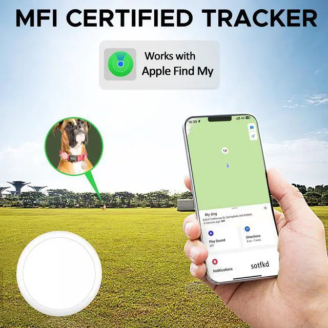 Alt view image 4 of 7 - GPS Tracker for Dogs, Mini GPS Cat Tracker, IPX8 Waterproof GPS Trackers for Cats with Holder, No Monthly Fee, Work with Apple Find My(iOS Only), Smart Trackers for Dogs-Pink