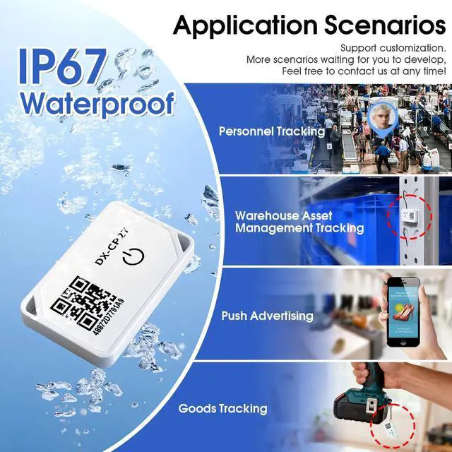 Alt view image 5 of 6 - DX-CP27 BLE 5.1 Beacon iBeacon Eddystone Asset Personnel Tracking Management Positioning mini tag IP67 Waterproof 70m Long Distance 1 Year Battery Life Custom Broadcast Data (CP27*3 PCS) (3)