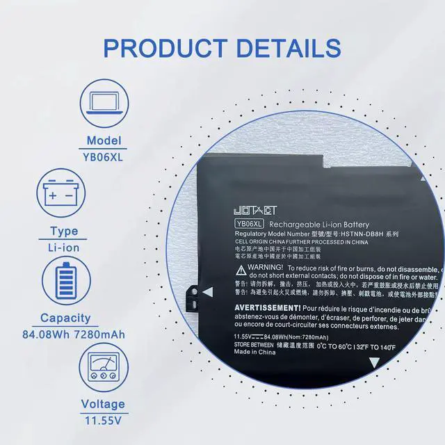 Alt view image 2 of 6 - YB06XL 928427-271 Battery for HP Spectre x360 Convertible 15-CH 15T-CH 15-CH0XX 15-CH011DX 15-CH010TX 15-CH034NG 15-CH002TX Series Notebook 928372-855 HSTNN-DB8H TPN-Q200 YB06084XL 84.08Wh