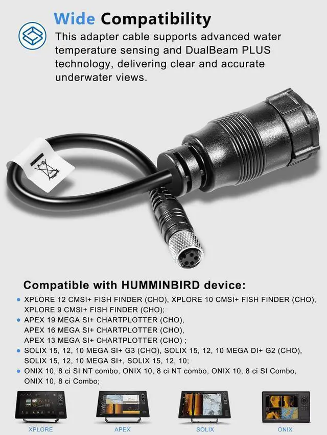 Alt view image 3 of 6 - Replacement for 1852073 MKR-US2-13 Universal Sonar 2 Adapter Cable for Trolling Motors to HUMMINBIRD XPLORE, APEX, SOLIX, Onix Chartplotter and Fishfinder