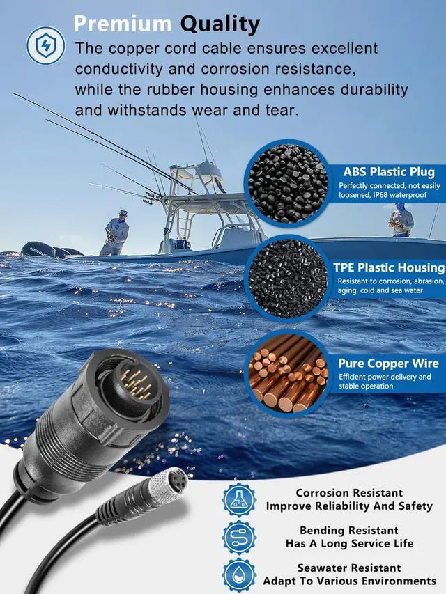 Alt view image 5 of 6 - Replacement for 1852073 MKR-US2-13 Universal Sonar 2 Adapter Cable for Trolling Motors to HUMMINBIRD XPLORE, APEX, SOLIX, Onix Chartplotter and Fishfinder