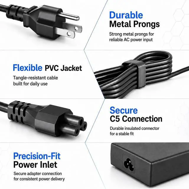Alt view image 5 of 6 - 180W Charger Compatible with MSI GF65 GS63 GF75 Thin 5.5x2.5mm | Fits MSI Thin GF63 Stealth GS65 15M Sword 15 Crosshair 15 17 Gigabyte Katana Gaming Laptop Power Supply Cord