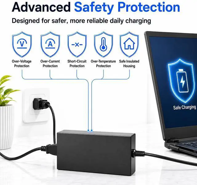 Alt view image 6 of 6 - 180W Charger Compatible with MSI GF65 GS63 GF75 Thin 5.5x2.5mm | Fits MSI Thin GF63 Stealth GS65 15M Sword 15 Crosshair 15 17 Gigabyte Katana Gaming Laptop Power Supply Cord