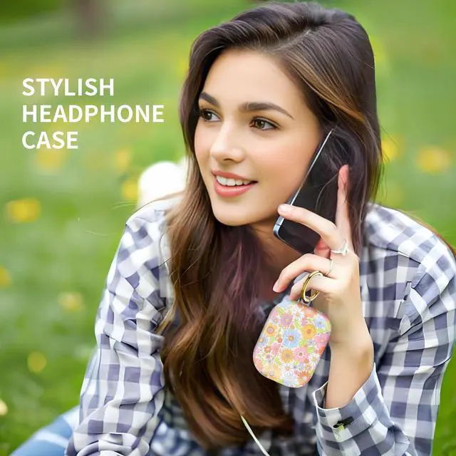 Alt view image 2 of 6 - Compatiable with AirPod Pro 2nd/1st Generation Case,Lightweight & Durable Resistant Hard Case with Keychain,Stylish Design AirPod Case Cover for Women (Pink Floral)