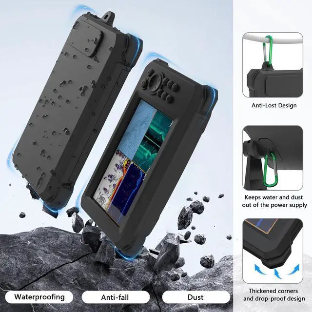 Alt view image 2 of 7 - Fish Finder Silicone Skin Protective Case and Sun Cover for Lowrance Eagle 7 Full-Coverage, Anti-Scratch, Non-Slip CaseBlack
