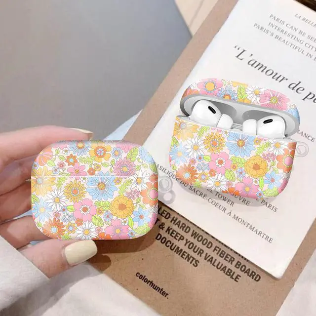 Alt view image 5 of 6 - Compatiable with AirPod Pro 2nd/1st Generation Case,Lightweight & Durable Resistant Hard Case with Keychain,Stylish Design AirPod Case Cover for Women (Pink Floral)