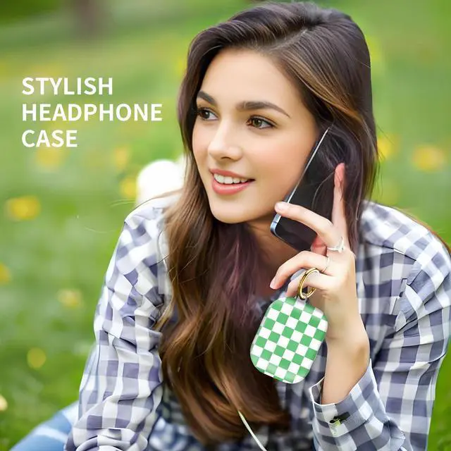 Alt view image 2 of 6 - Compatiable with AirPod Pro 2nd/1st Generation Case,Lightweight & Durable Resistant Hard Case with Keychain,Stylish Design AirPod Case Cover for Women (Green White Checkered Lattice)