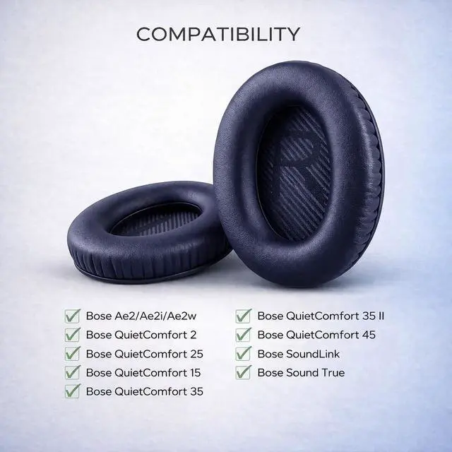 Alt view image 2 of 6 - Replacement Ear Pads for Bose QC35 and QC35 II | Soft Protein Leather Ear Cushions with Noise Isolation, Memory Foam, Extra Durability