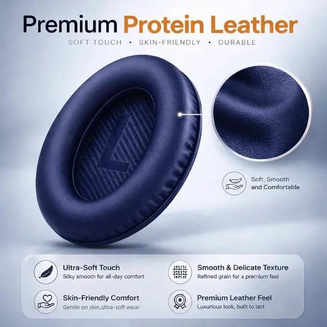 Alt view image 5 of 6 - Replacement Ear Pads for Bose QC35 and QC35 II | Soft Protein Leather Ear Cushions with Noise Isolation, Memory Foam, Extra Durability