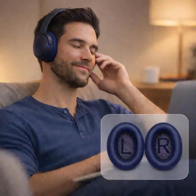 Alt view image 6 of 6 - Replacement Ear Pads for Bose QC35 and QC35 II | Soft Protein Leather Ear Cushions with Noise Isolation, Memory Foam, Extra Durability
