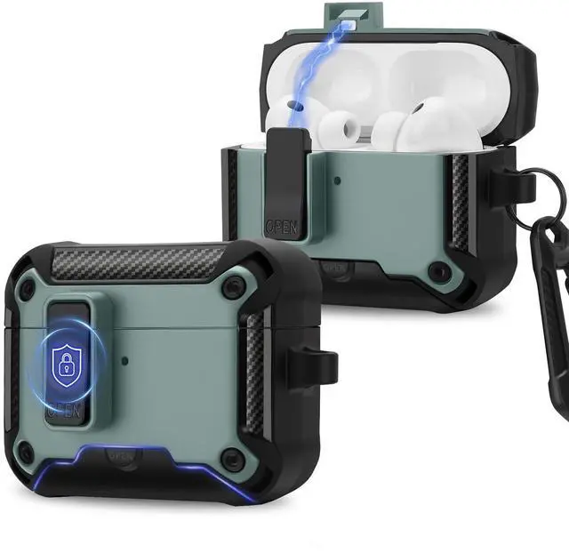 Main image of Compatible with AirPods Pro 3 Case, Rugged Hard Protective Cover Designed for Apple AirPod Pro 3rd Generation, Magnetic Automatic Lock with Phone Stand (Green)