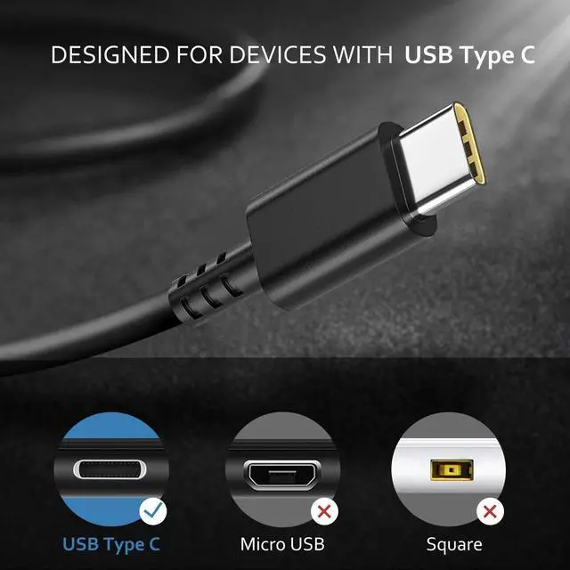Alt view image 3 of 6 - 65W 45W USB C Laptop Charger | Compatible with Lenovo Thinkpad T14 T14S T15 T16 L13 L14 L15 E14 E15 E16 X12 X13 R14 K14 X1 Carbon Yoga 7i 9i