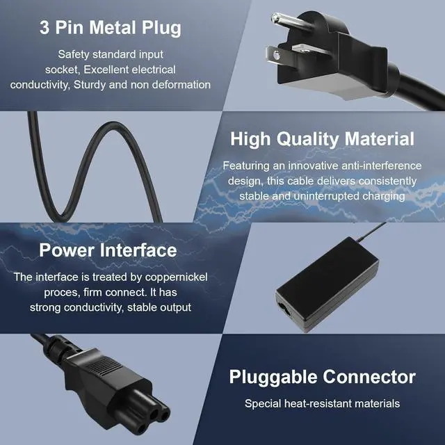 Alt view image 2 of 7 - 90W Charger Compatible with Dell Inspiron 20" 22" 24" 27" Desktop | Fit for Dell Inspiron 7790 7700 7730 7720 7710 5490 5400 5410 5420 5430 3280 3290 4.5mm AC Power Adapter