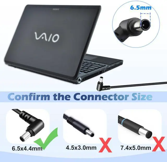 Alt view image 4 of 6 - 90W Laptop Charger Replacement for Sony Vaio PCG Series PCG-71913L PCG-71912L PCG-71315L PCG-71312L PCG-61315L PCG-61611L PCG-61A14L PCG-61317L PCG-81114L PCG-81115L AC Adapter Power Supply Cord
