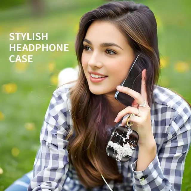 Alt view image 2 of 6 - Compatiable with AirPod Pro 2nd/1st Generation Case,Lightweight & Durable Resistant Hard Case with Keychain,Stylish Design AirPod Case Cover for Women (White and Brown Cow Skin)