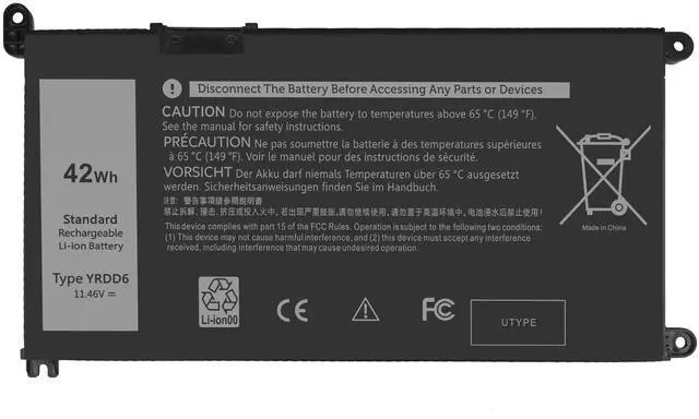 Alt view image 7 of 7 - 42Wh YRDD6 Laptop Battery for Dell inspiron 15 3583 3593 3582 3584 3501, inspiron 15 5582 5584 5593 5594 5598 5585 14 3493 5481 5482 5485 5491 5493 7586 Vostro 5481 1VX1H P93G P75F Batteries