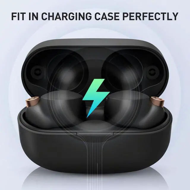 Alt view image 3 of 7 - Memory Foam Tips for Sony WF-1000XM4 / WF-1000XM3, Anti-Slip Replacement Ear Tips for Sony True Wireless EarphonesFit in The Charging Case, Perfect Noise Cancellation, 3 Pairs (Large, Black)